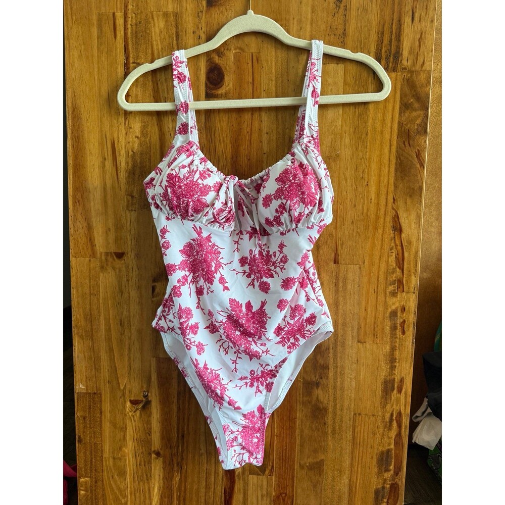Berlook Swimwear Drawstring One Piece Swimsuit Sz. M NWOT Raspberry